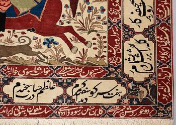 MATTA, semiantik Keshan figural, s.k. Motachem, ca 205,5 x 140,5 cm.