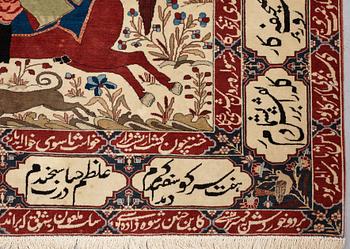 A RUG, semi-antique Kashan figural, so called Motachem, ca 205,5 x 140,5 cm.