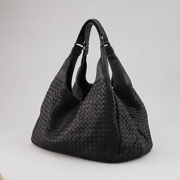 BOTTEGA VENETA, black leather bag.