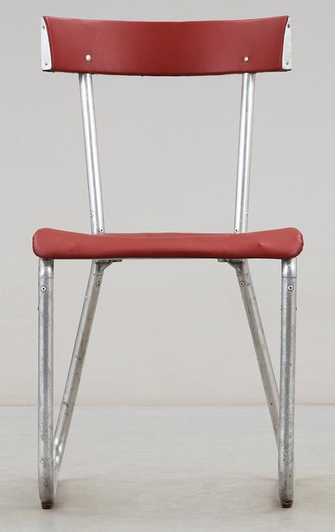 A Gio Pontio tubular aluminium and red vinyl chair, Ditta Parma Antonio e Figli, Saronno, Italy.