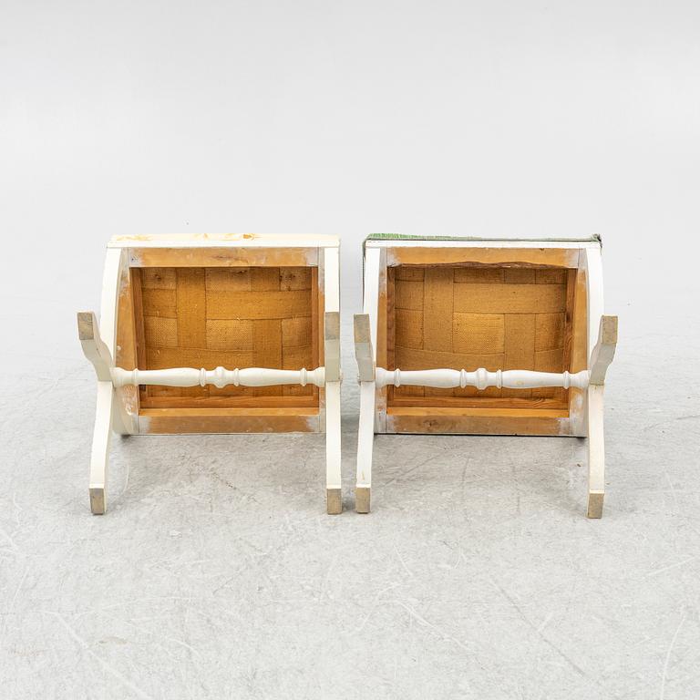 Stools, a pair, Gustavian style, first half of the 20th century.