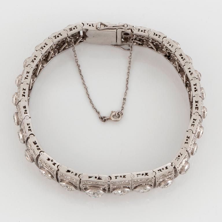 A platinum bracelet set with old- and eight-cut diamonds.
