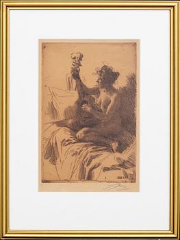 Anders Zorn, etsning, 1895, signerad.