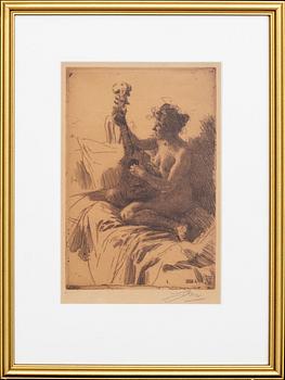 Anders Zorn, a signed etching from 1895.