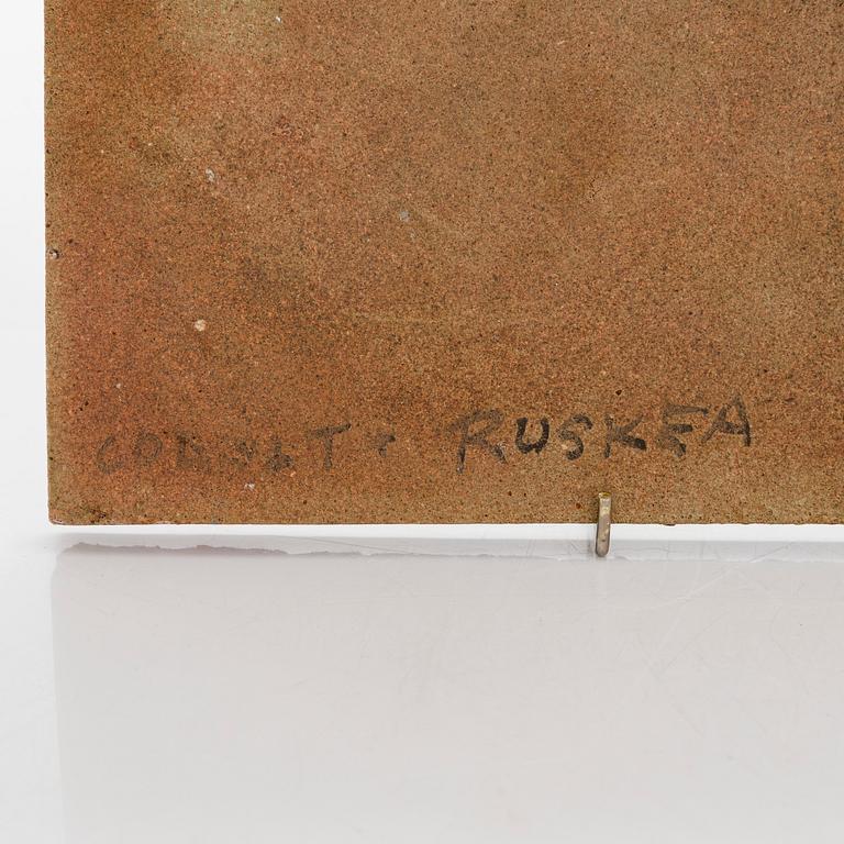 Rut Bryk, reliefi, kivitavaraa, signeerattu Rut Bryk.