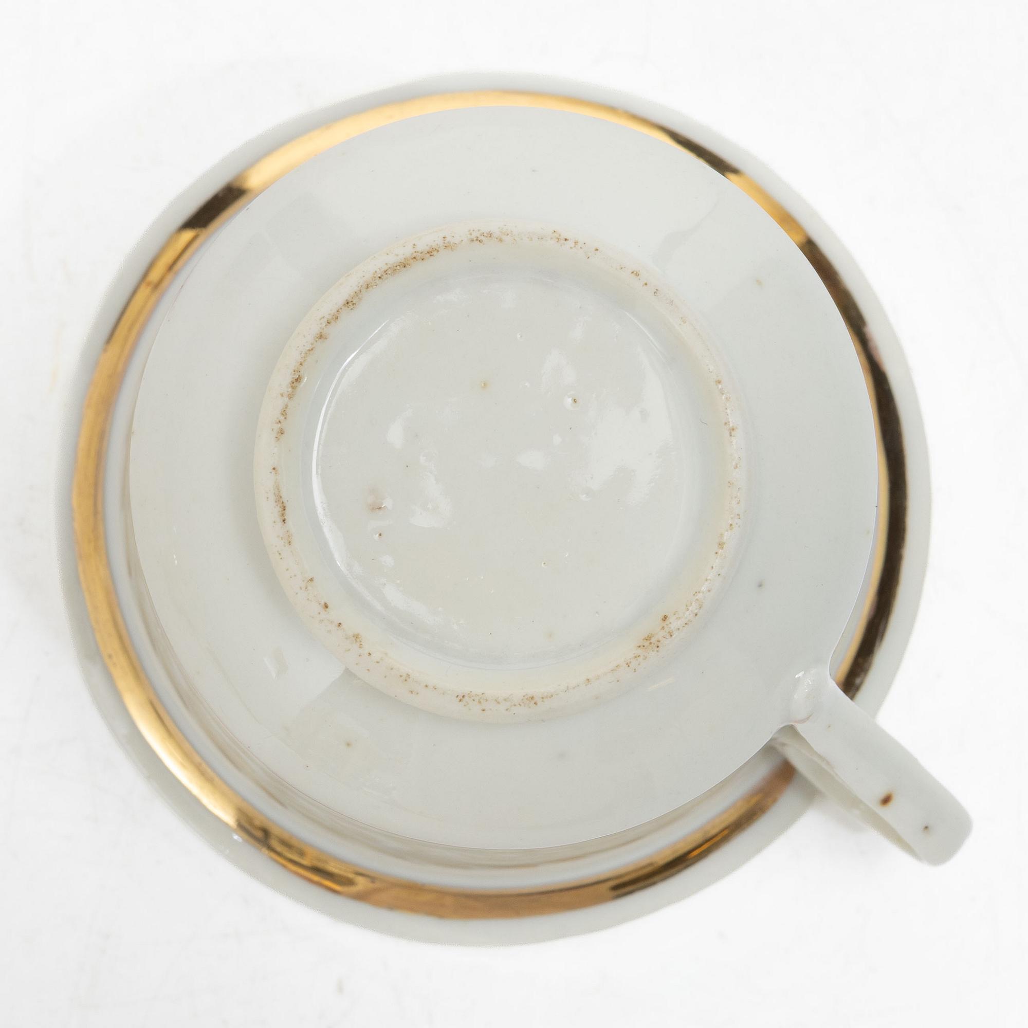 Eight cups with saucers, Late Empire, mid-19th century.