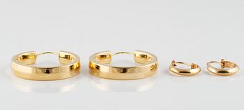 ÖRHÄNGEN, 2 par, 14 respektive 18K guld. Vikt 8,1 gram.