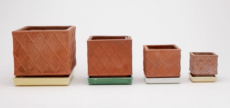 YTTERFODER MED FAT, 6 st, "Planta", lergods, Wilhelm Kåge, Gustavsberg, 1950-tal.