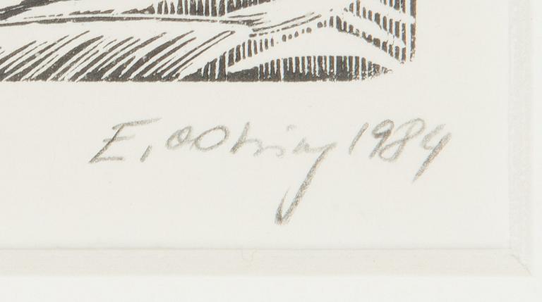 Enno Ootsing, a set of two woodcuts and one linout, signed and dated 1984, 1985 and 1993.