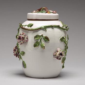 A Swedish faience jar with cover, Marieberg, 18th Century.