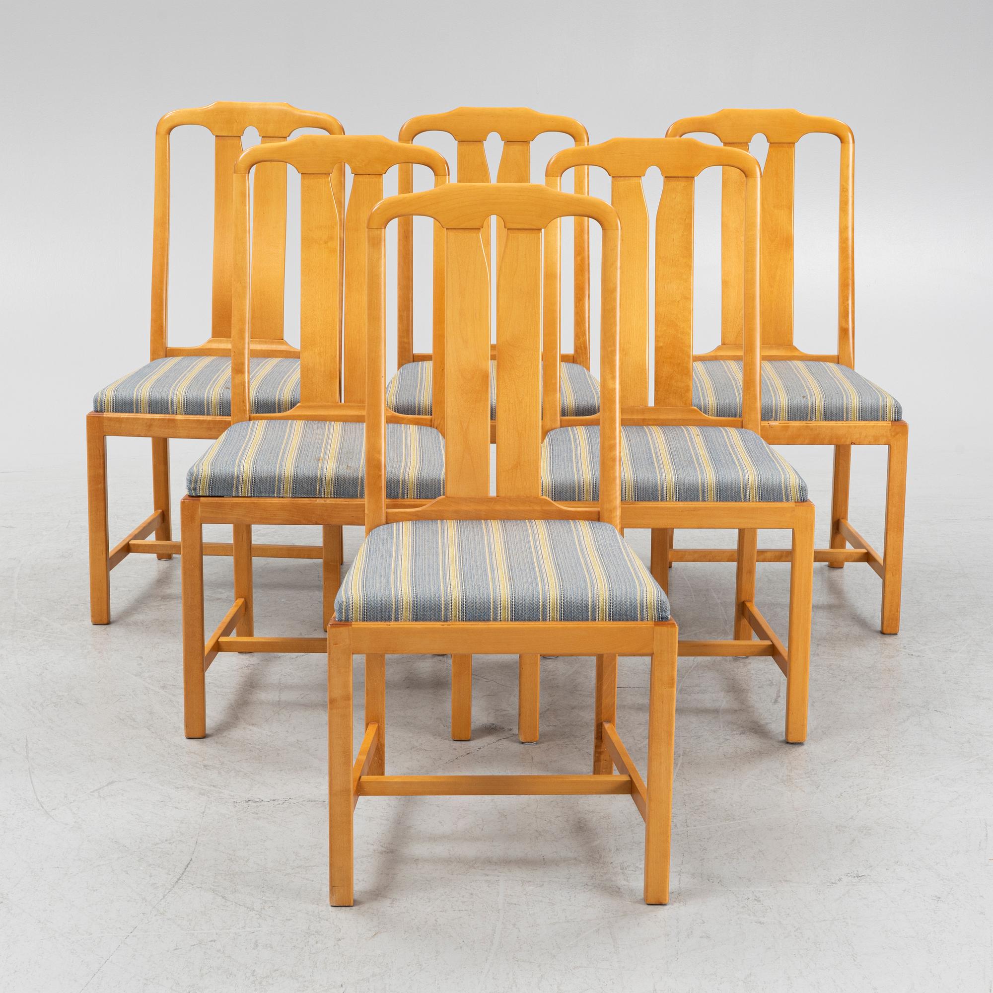Carl Malmsten, six "Ambassadör" chairs, Sweden.