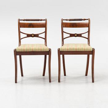 A set of six mahogany regency dining chairs, first part of the 19th Century.