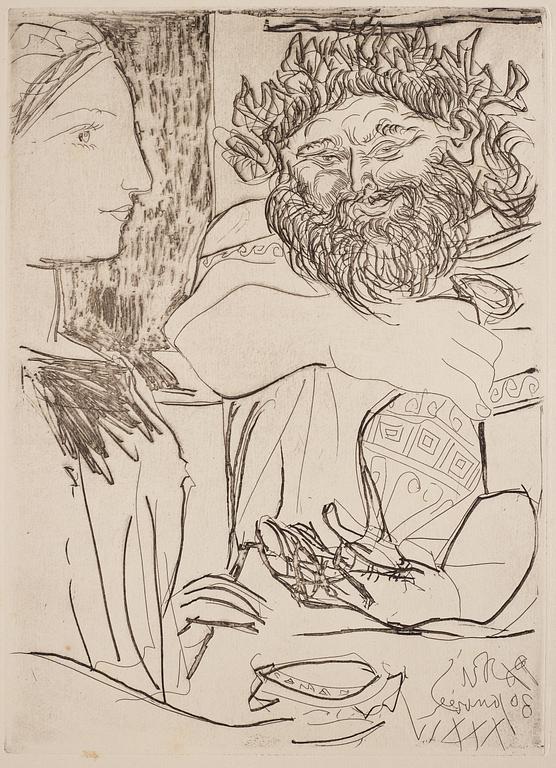 Pablo Picasso, "Bacchus et Femme de Profil".