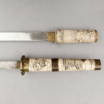 SVÄRD, 2 st, orientaliska, 1800-/1900-tal.