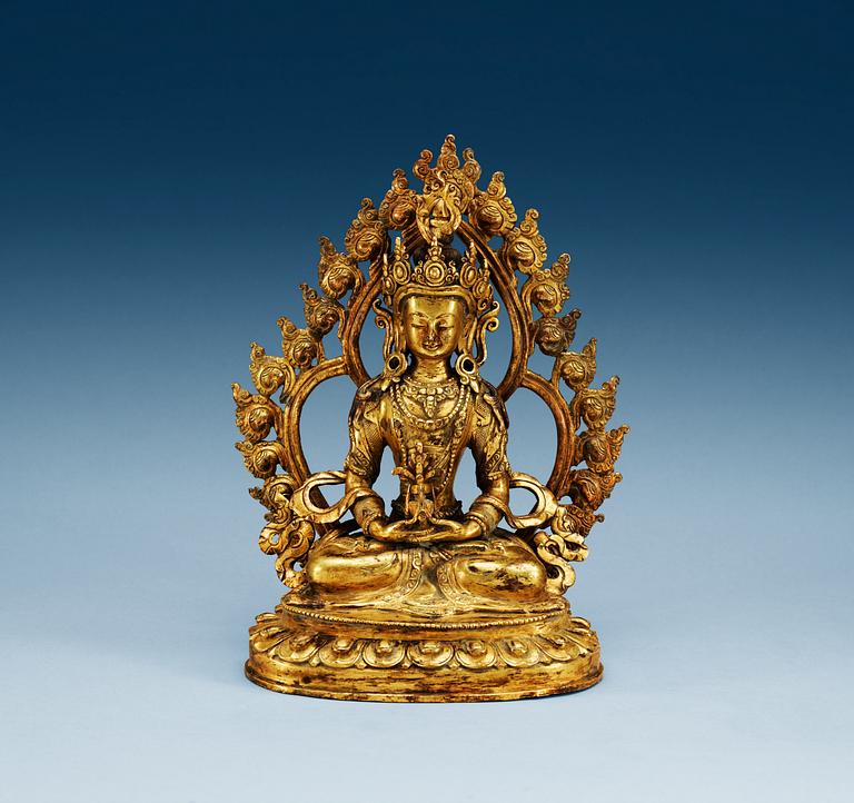 AMITAYUS, förgylld brons. Qing dynastin (1644-1911).