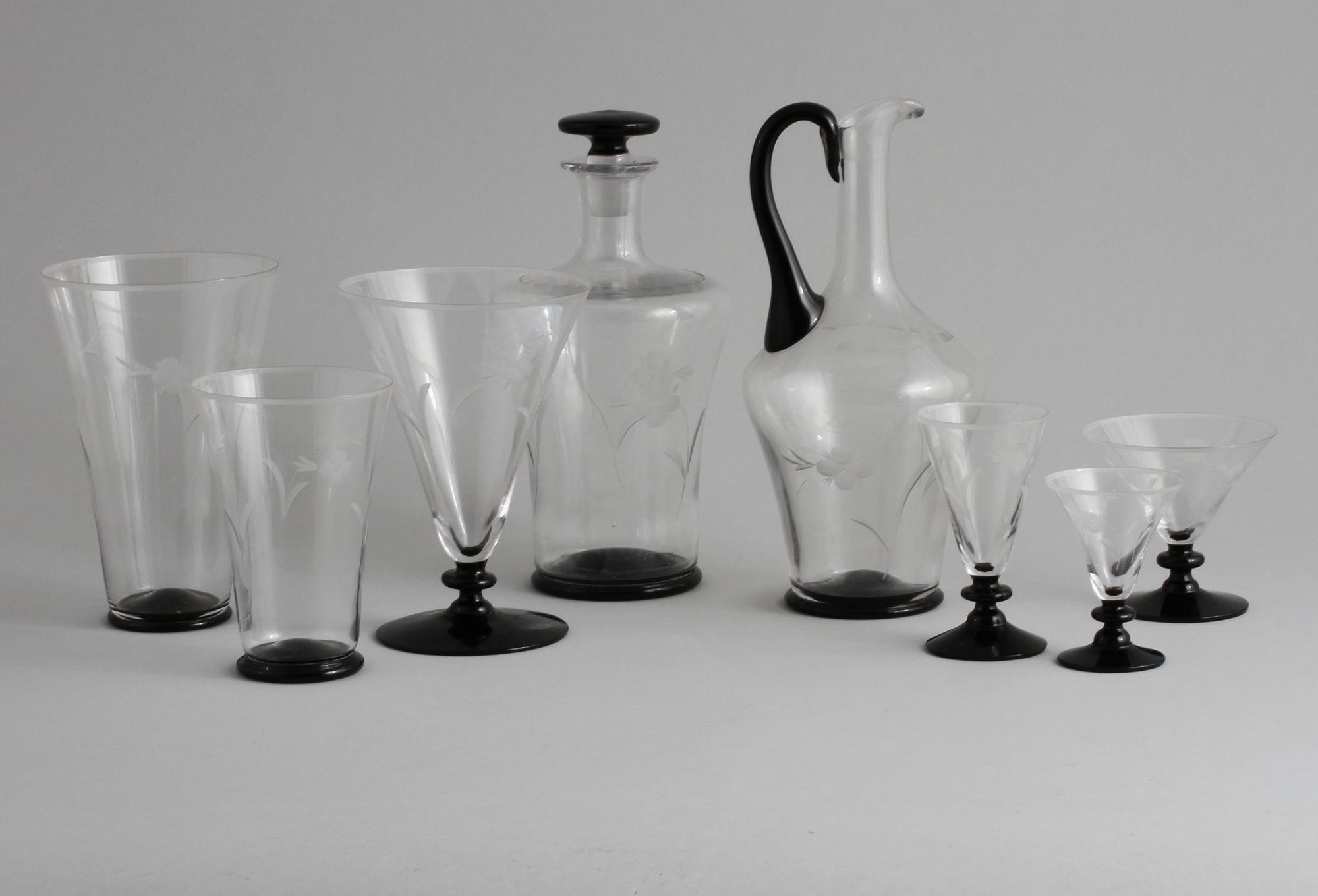 GLASSERVIS, 38 (36+2) delar, art deco, 1920/1930-tal.