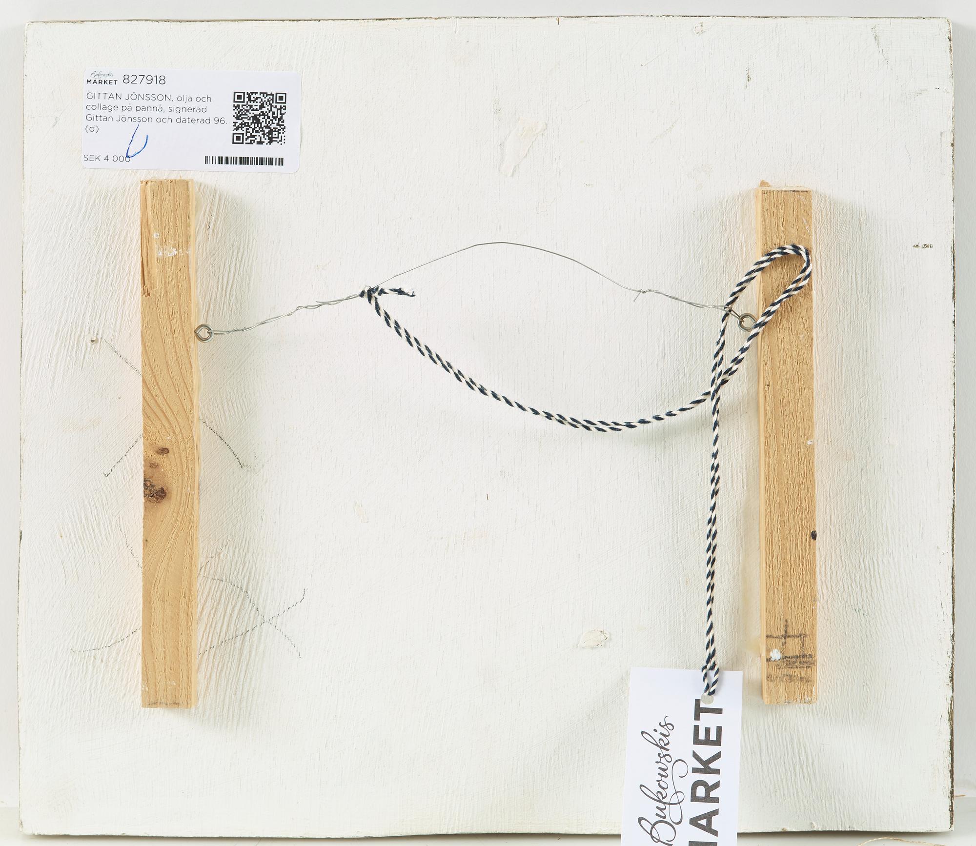 GITTAN JÖNSSON, olja och collage på pannå, signerad Gittan Jönsson och daterad 96.