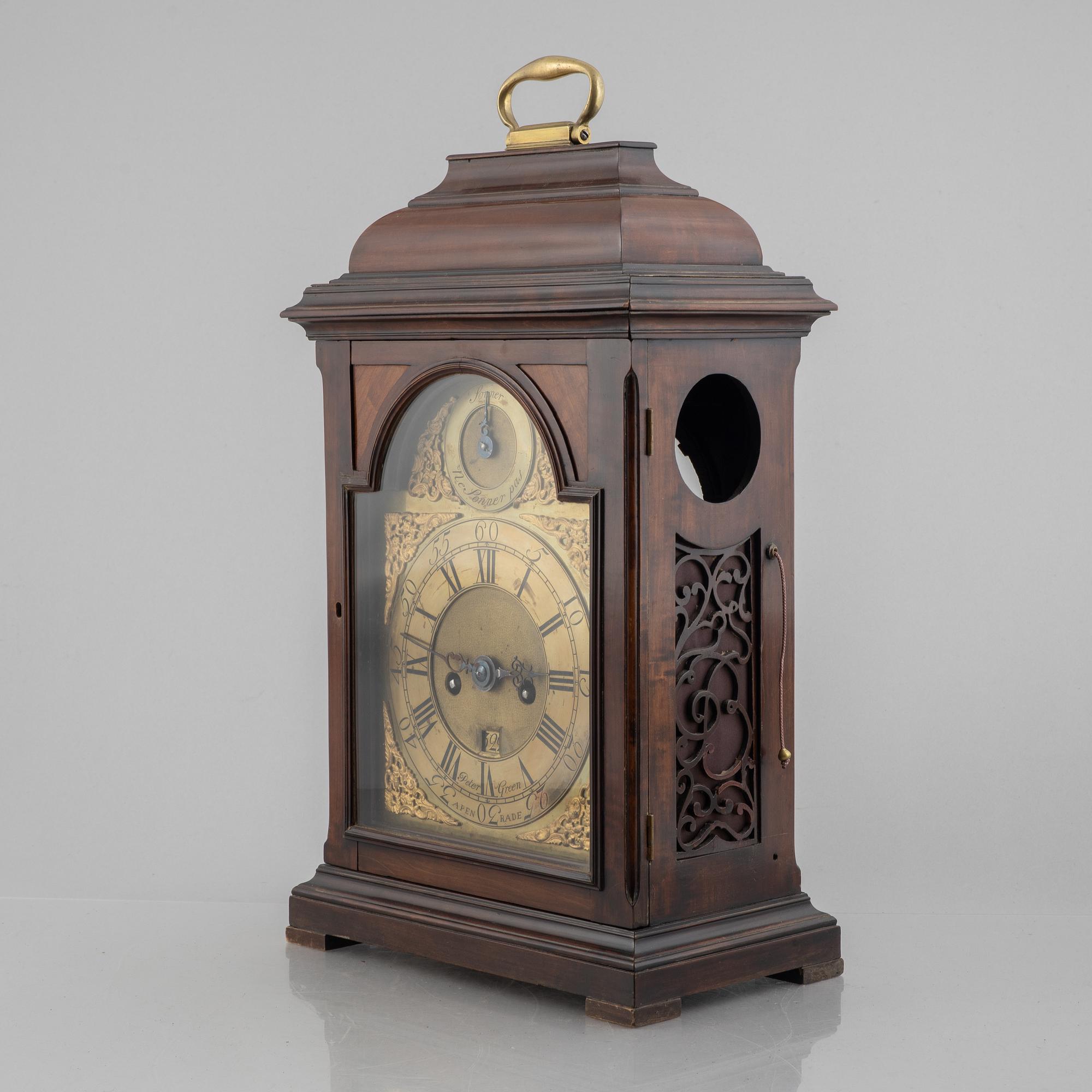 A bracket clock, signed Peter Green, Apenrade. Denmark, 18th century.