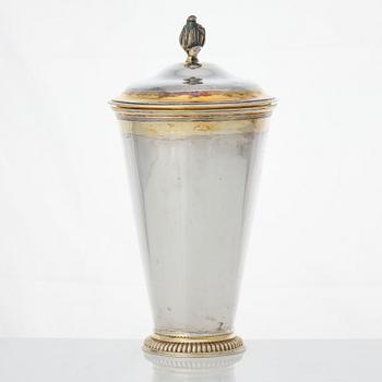 A Baltic 18th century parcel-gilt silver beaker and cover, mark of Wilhelm Christian Hillebrandt, Reval (1758-1780).