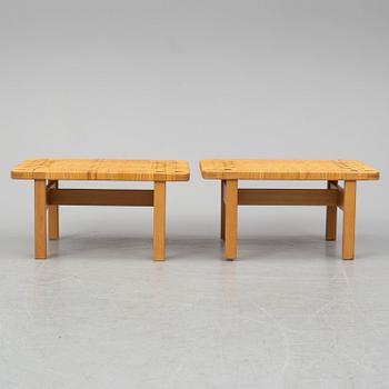 BØRGE MOGENSEN, a pair of benches/ tables, model 5273,  Fredericia stolefabrik, Denmark. Signed with labels.