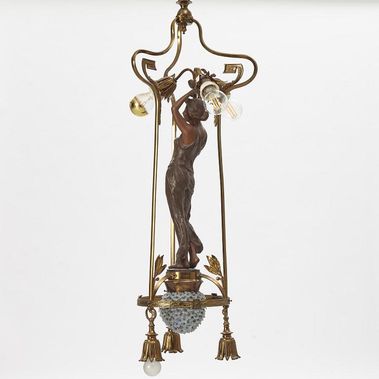 An Art Nouveau ceiling lamp, France, around 1900.