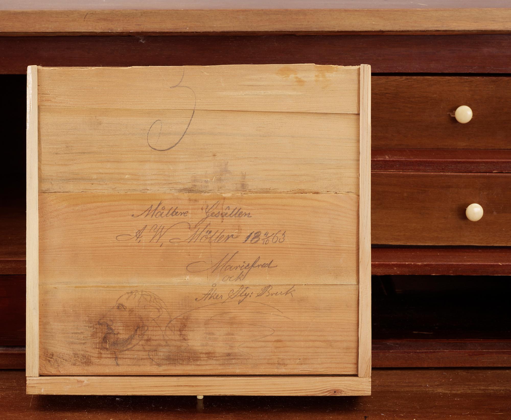 SNEDKLAFFSEKRETÄR, sengustaviansk stil AW Möller Mariefred 1863.