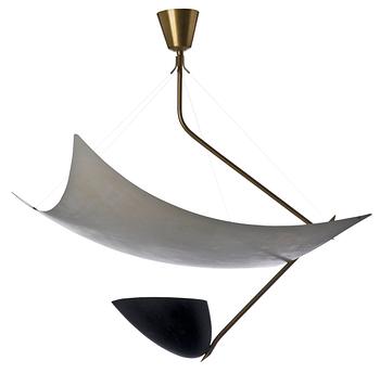 808. An Angelo Lelli brass and lacquered metal hanging lamp, for Arredoluce, Italy 1950´s.