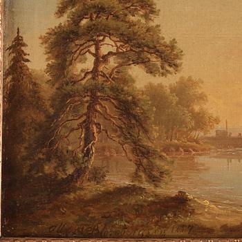 Albert Blombergsson, Kustlandskap med kor i solnedgång.