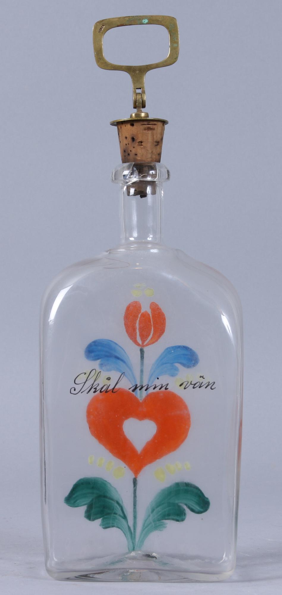BRÄNNVINSFLASKA, glas, 1800-talets slut.
