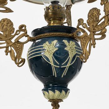 An Art Nouveau paraffine ceiling light, late 19th Century.