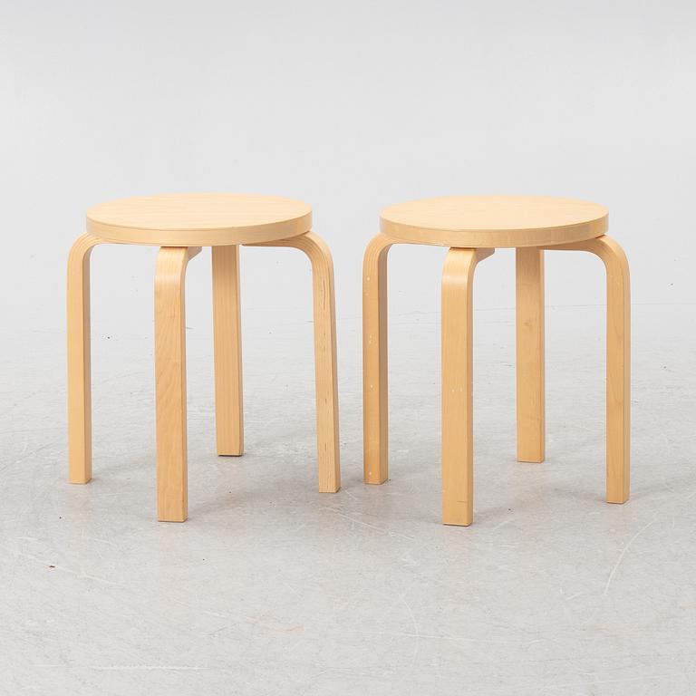 Alvar Aalto, two model 60 stools, ARtek, Finland, 2012.