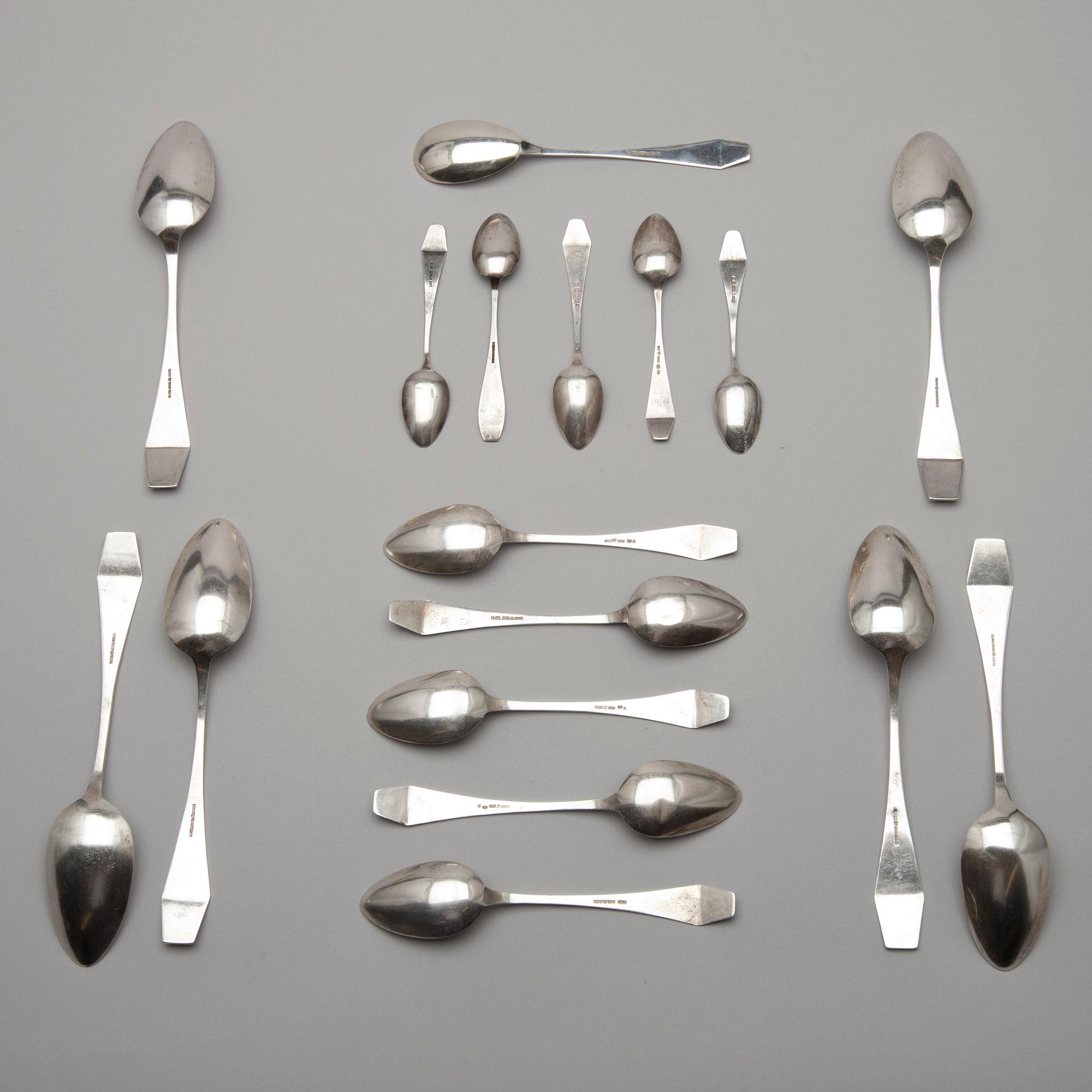 PARTI SKEDAR, 16 st, silver, diverse finska stämplar 1916-1922. Vikt ca 523 g.