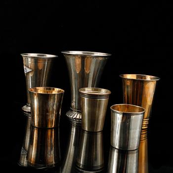 PARTI SILVER, 13 delar. Bl a GAB Stockholm 1895. Tot ca 620 g.