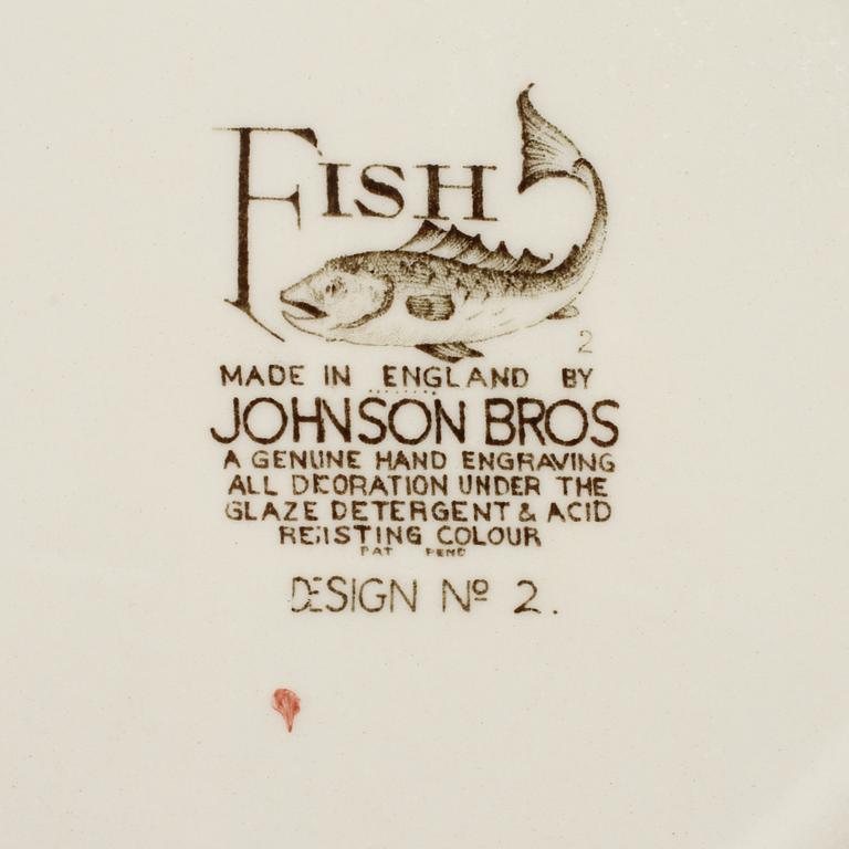 SERVISDELAR, 15 st, flintgods, "Fish" Johnson Bros. England, 1900-talets andra hälft.