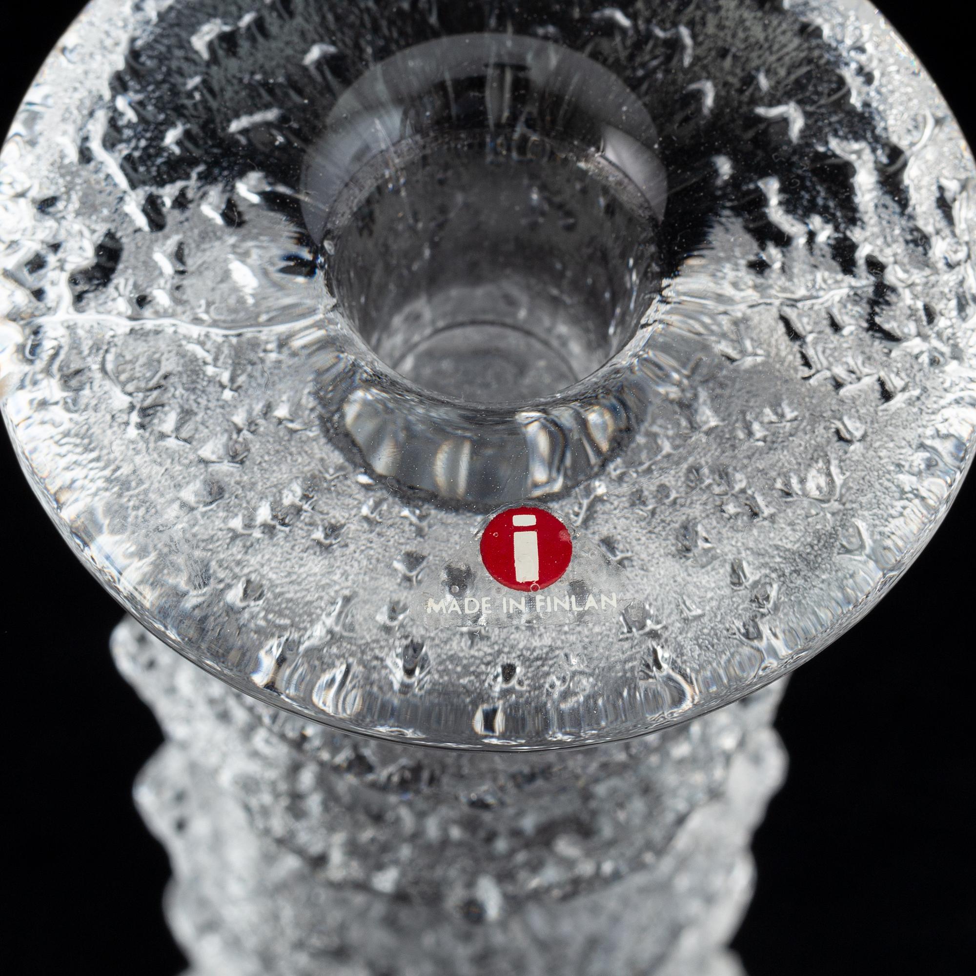 Timo Sarpaneva, a set of five glass candle sticks, 'Festivo', Iittala, Finland. Designed 1966.