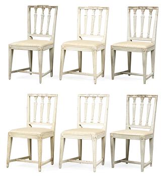 98. Six late Gustavian chairs.