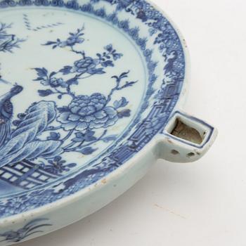 A Chinese blue and white hot water dish, Qing dynasty, Qianlong (1736-95).