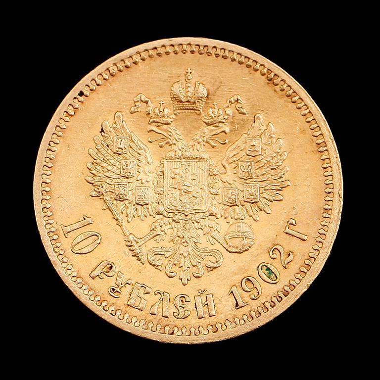 GULDMYNT, Ryssland, 1902. Vikt ca 8 gram.