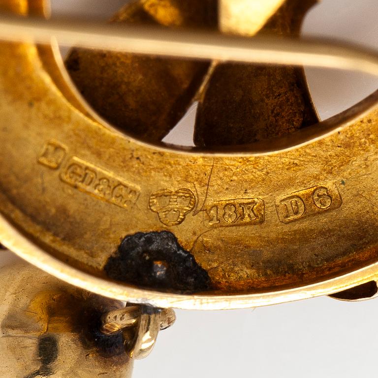 Brooch, 18K gold, pearl, Malmö 1882.