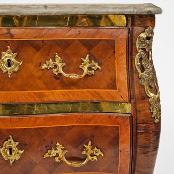 A rococo parquetry commode by C. Linning (master in Stockholm 1744-79).