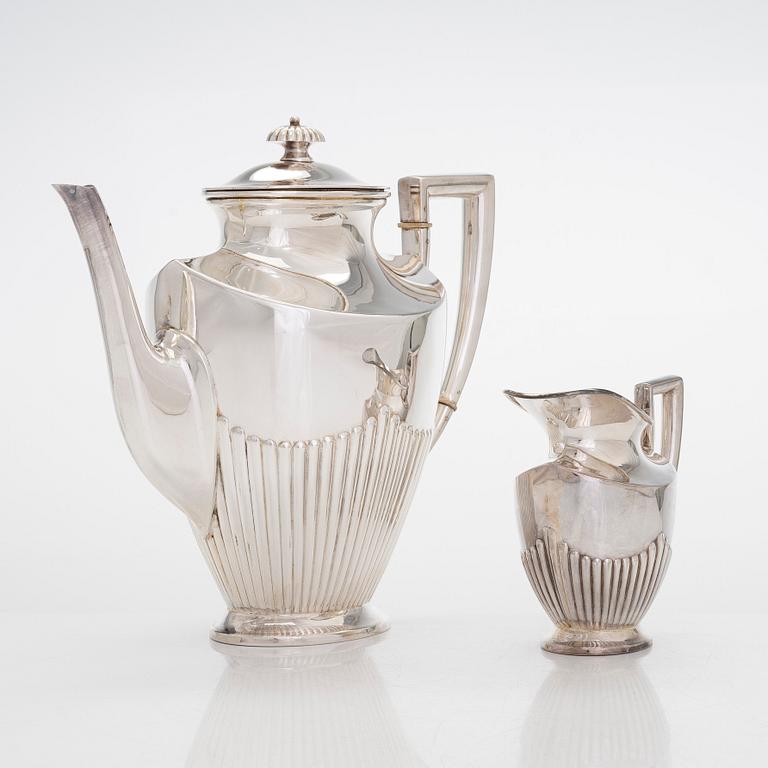 A three-piece silver coffee set, Germany 20th century, Finnish control marks stamped in 1966.