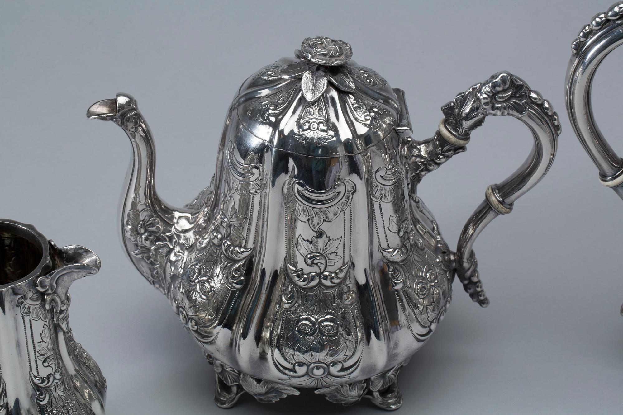 KAFFESERVIS, 4 delar, nysilver, 1900-tal.