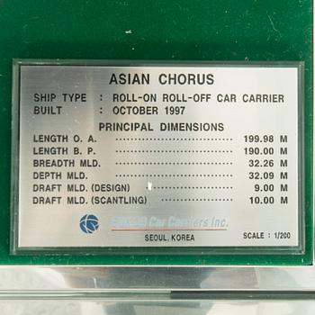 Ship model, "Asian chorus" Eukor car carriers inc Korea 1997.