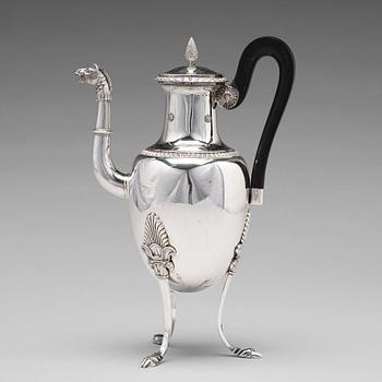 180. A Swedish 19th century silver coffee-pot, mark of Adolf Zethelius, Stockholm 1824.