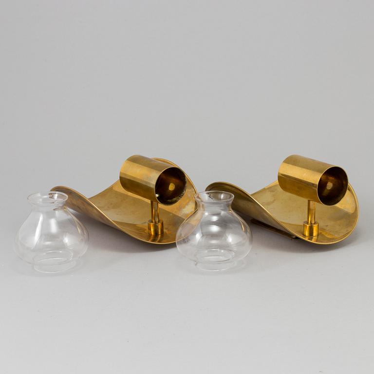 A pair of brass wall sconces from Odel Messing, Norway, second half of the 20th century.