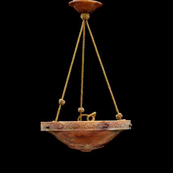 AMPEL, alabaster, 1900-talets första hälft. Höjd ca 70 cm.