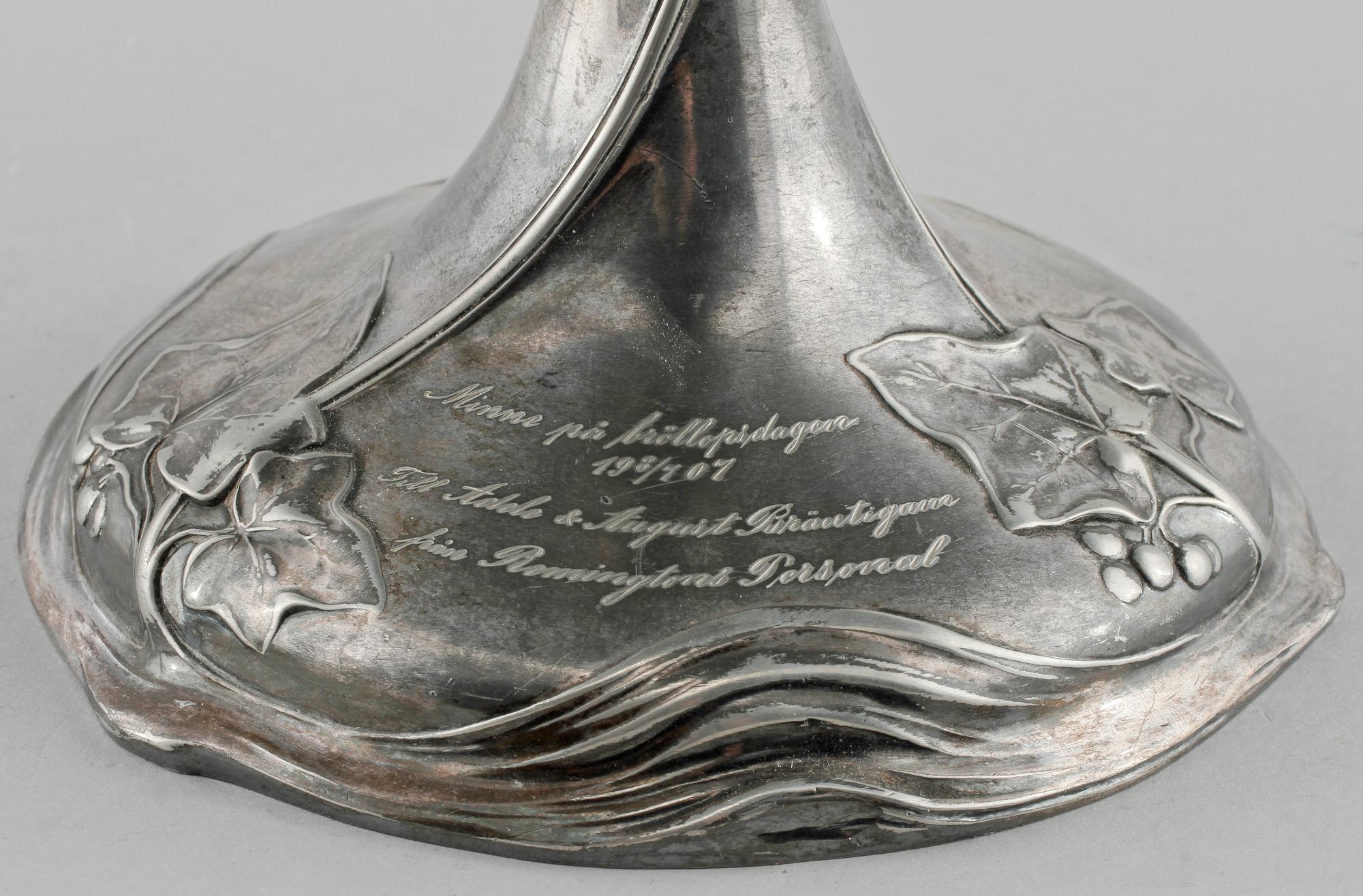 SKÅL PÅ FOT, vitmetall, Wurttembergische Metallwarenfabrik, WMF, jugend, tidigt 1900-tal.