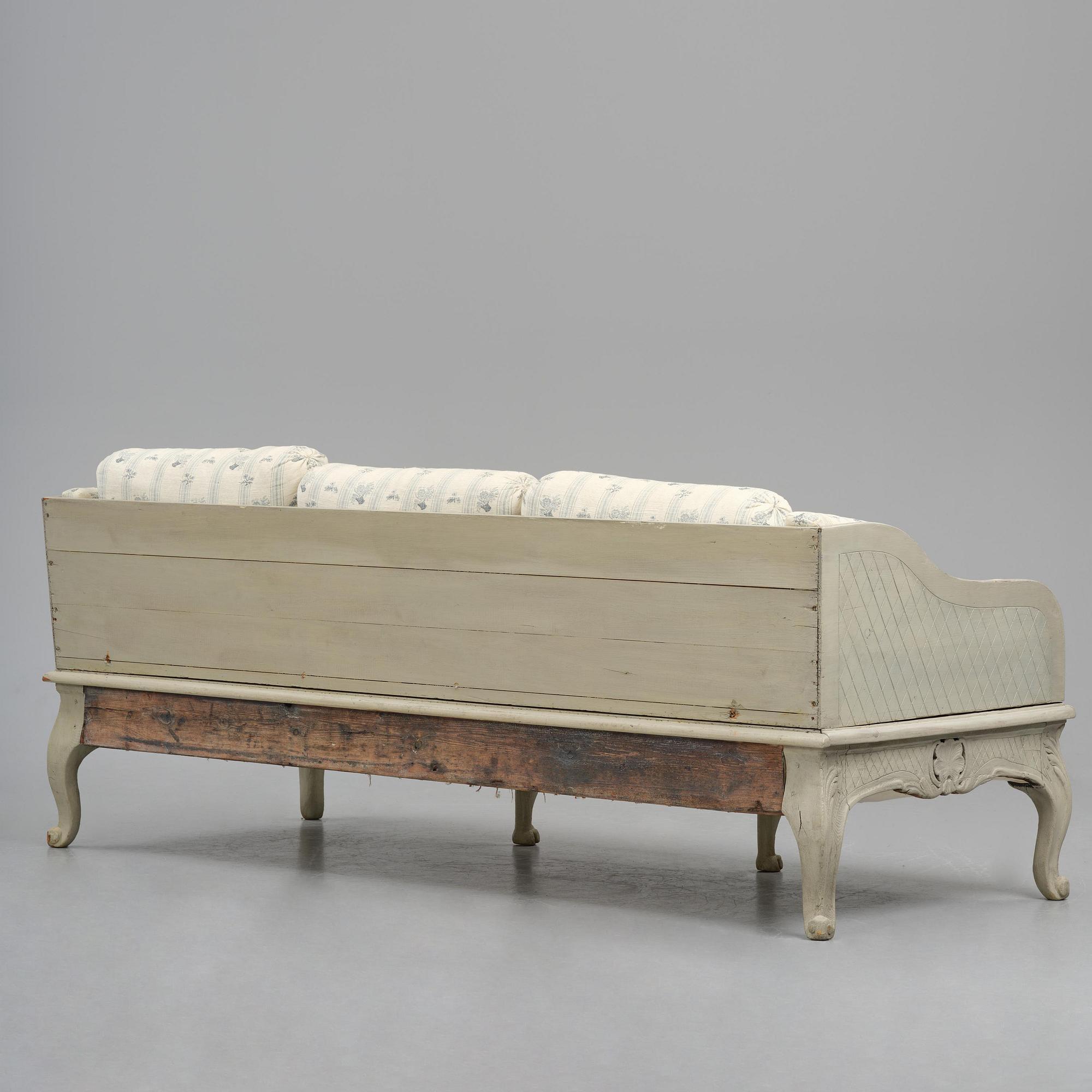 A Swedish rococo sofa, later part 18th century.