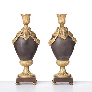 A pair of Louis XVI- style one-light cassolettes, circa 1900.