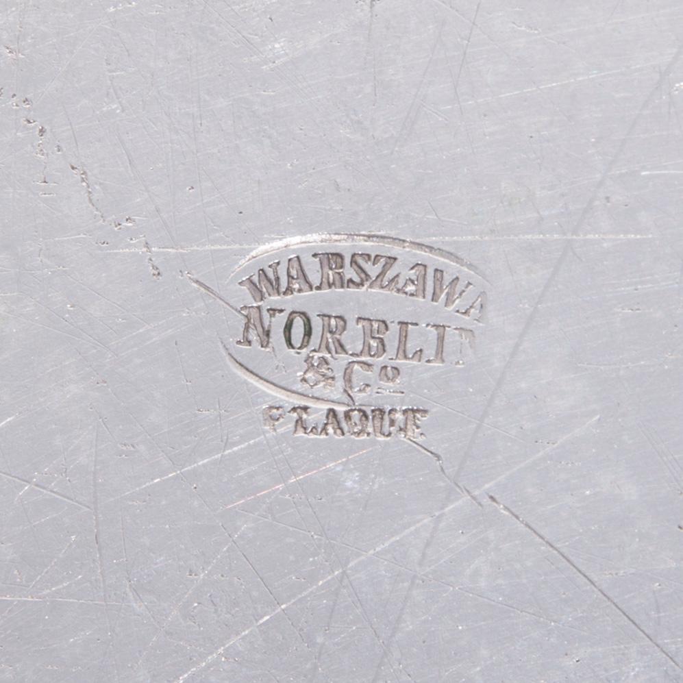 BRICKA, försilvrad koppar, Warszawa Norblin & Co, Polen sekelskiftet 1800/1900.